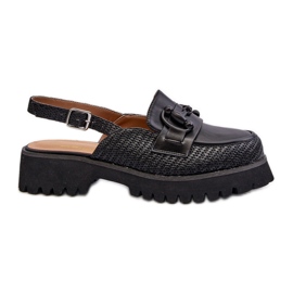 S.Barski Sandali con tacco piatto da donna con decorazione Nero D&amp;A MR38-656