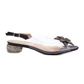 S.Barski Sandali Tacco Basso Trasparenti Con Decorazione Nera D&amp;A MR38-383 nero