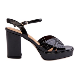 S.Barski Sandali da donna in vernice con tacco alto neri D&amp;A MR38-668 nero