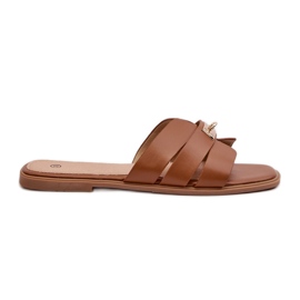 Infradito piatte da donna con decorazione Kavinia color cammello marrone