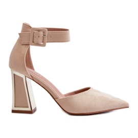 Décolleté in pelle scamosciata su tacco alto Beige Lodho