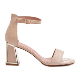 Sandali in camoscio con tacco alto Beige Pholia