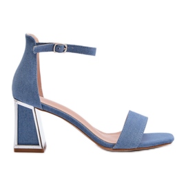 Sandali in denim blu Pholia con tacco alto