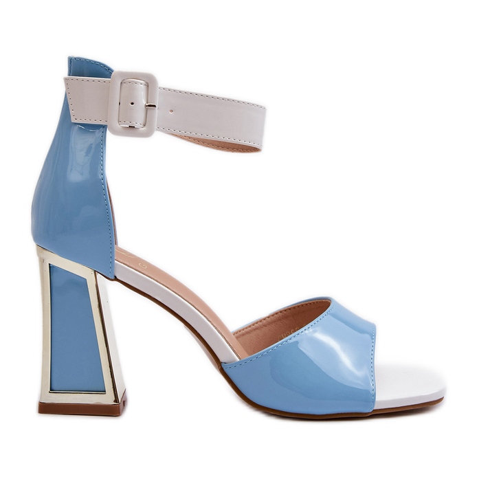 Sandali con tacco alto in vernice blu di Adrianu