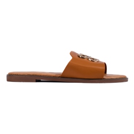 Ciabatte basse color cammello da donna marrone
