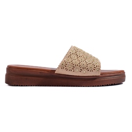 Ciabatte beige con plateau da donna