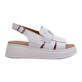Sandali Vivitellia In Pelle Bianca Da Donna Con Plateau E Zeppa