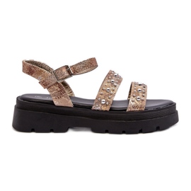 Sandali Decorati da Donna Eco Pelle Oro-Beige Arcida