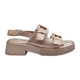 Sandali Con Fibbia Da Donna In Eco Pelle Oro Konantia d'oro