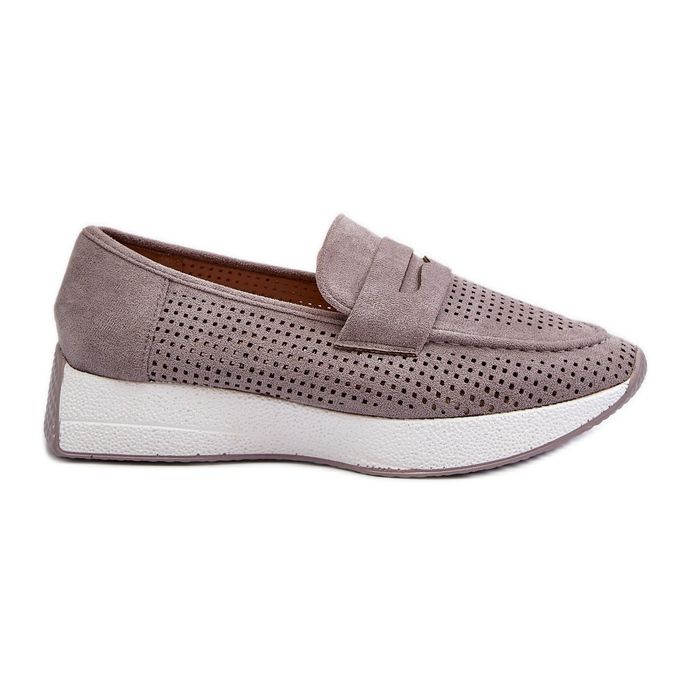 Mocassini Da Donna Con Plateau Eco Camoscio Grigio Inesqua