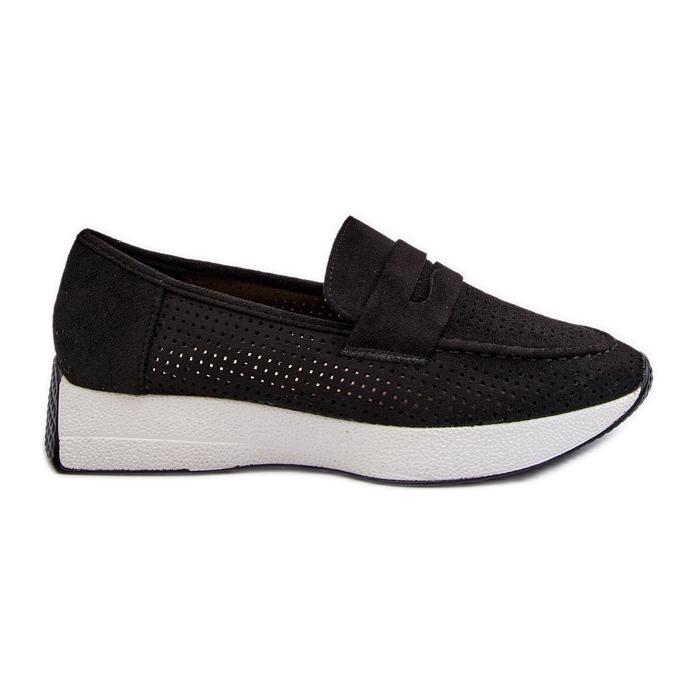 Mocassini Da Donna Sul Plateau Eco Camoscio Nero Inesqua