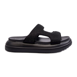 Infradito decorate da donna nere Jestella su piattaforma nero