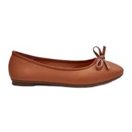 Ballerine in ecopelle con fiocco sandalo color cammello marrone