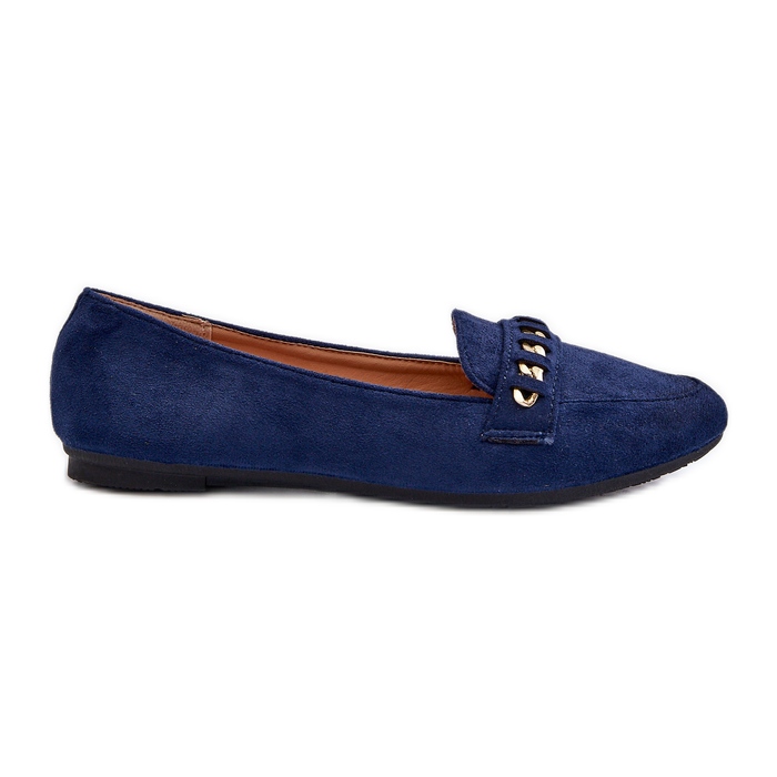Mocassini Lucidi da Donna Con Catena, Aredilla Blu Navy