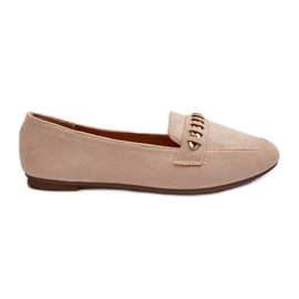 Mocassini Lucidi da Donna Con Catena, Aredilla Beige