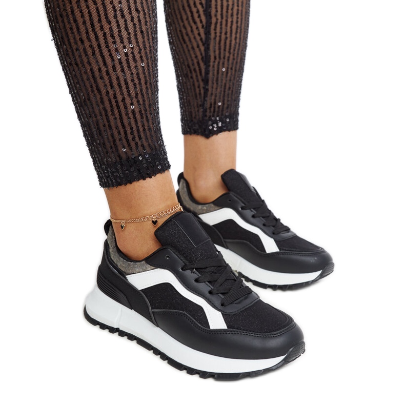 Sneakers nere con plateau e glitter Evelia nero