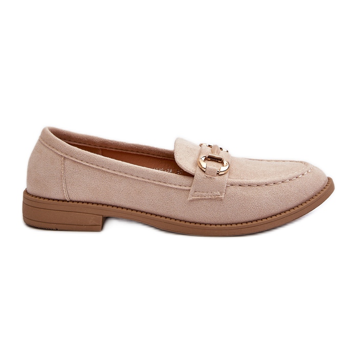Mocassini Tacco Piatto Da Donna Con Decoro Aviole Beige