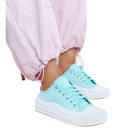 Sneakers con plateau Fiori menta blu