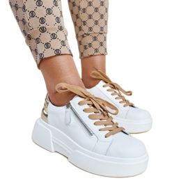 Scarpe in pelle bianca con cerniera decorativa