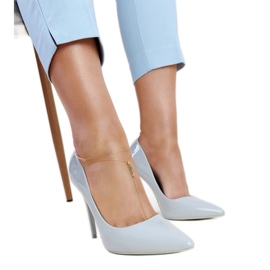 Stiletto in vernice grigio chiaro con inserto in pelle Jadoin