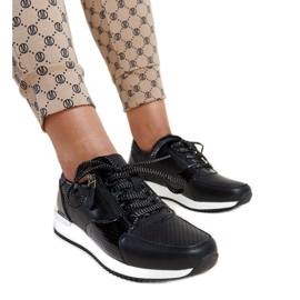 Sneakers in pelle nera con inserto in metallo Rida nero