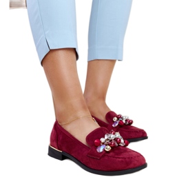 Mocassini bordeaux con decori Dahera rosso