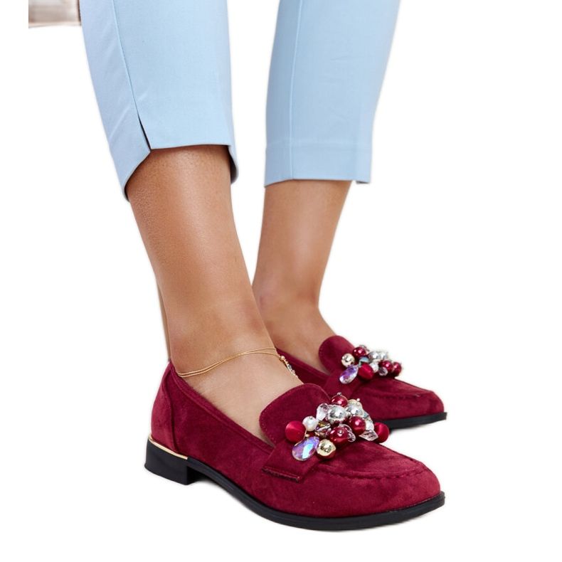 Mocassini bordeaux con decori Dahera rosso