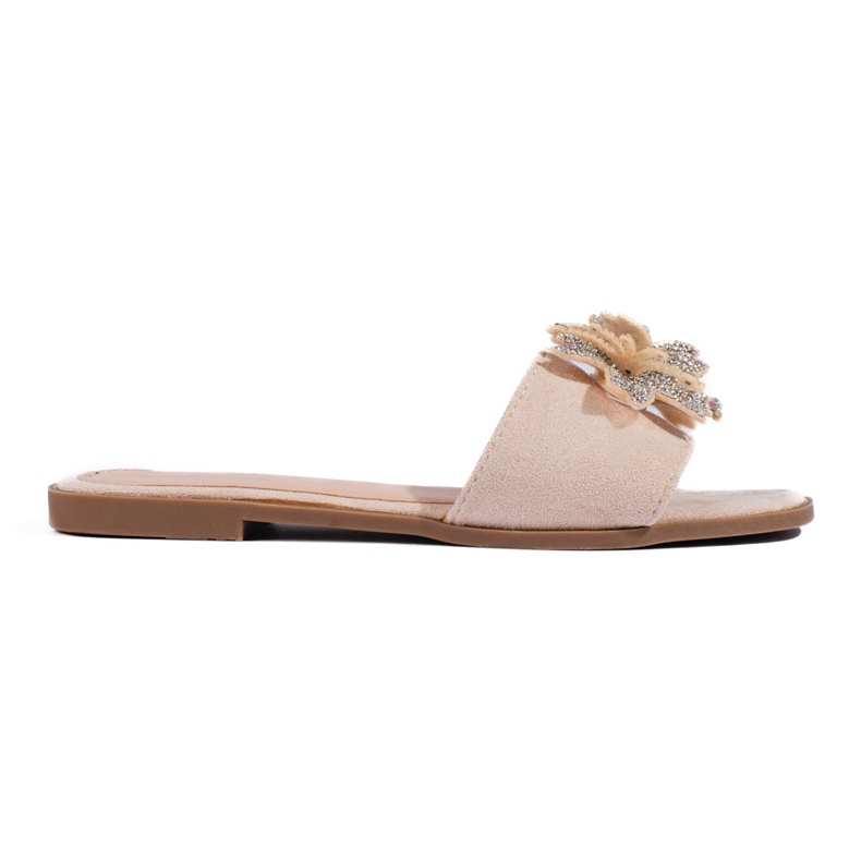 Infradito da donna beige con decorazione