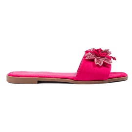 Infradito da donna fucsia con decorazione rosa