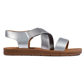 Sandali slip-on da donna color argento d'argento
