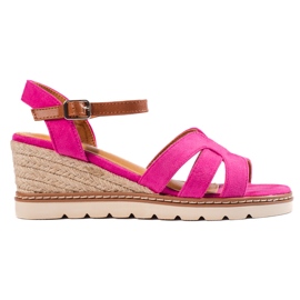 Sandali con zeppa rosa da donna