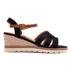 Sandali con zeppa da donna neri nero