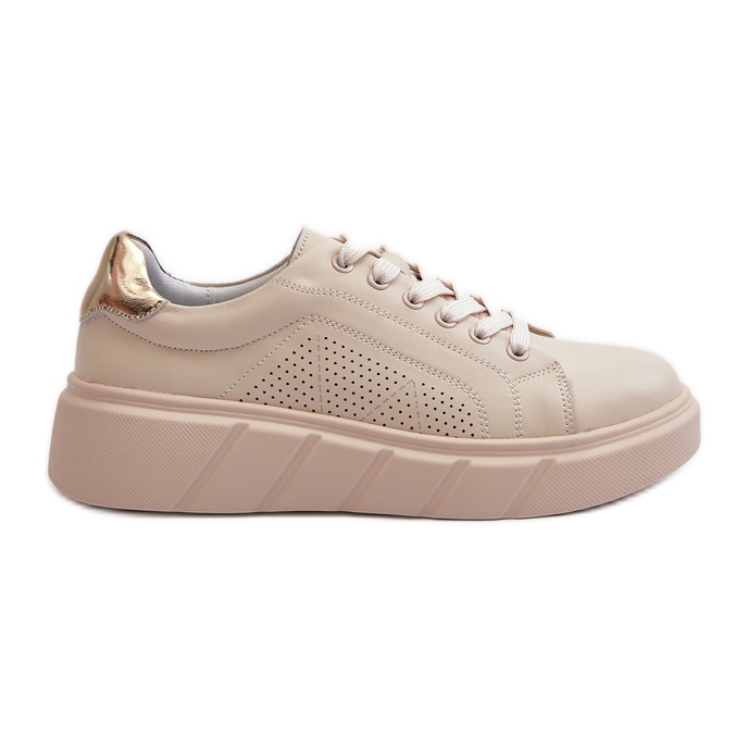 Sneakers in pelle da donna sulla piattaforma beige Gatira