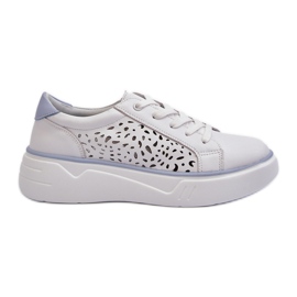 Sneakers Traforate da Donna con Plateau in Pelle Bianca Peilaeno