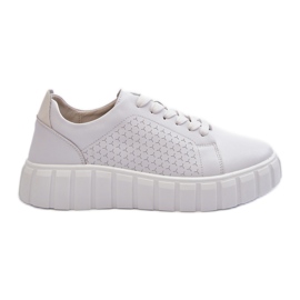 Sneakers da Donna in Pelle con Plateau, Bianco Eselmarie bianca