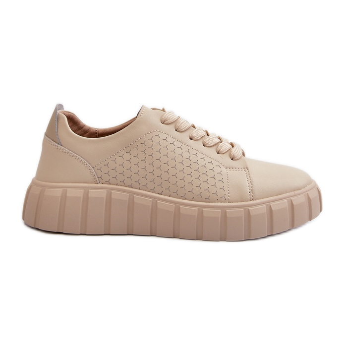Sneakers in pelle da donna sulla piattaforma Eselmarie beige