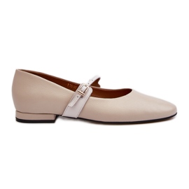 Ballerine piatte in pelle da donna Laura Messi 2774 Beige