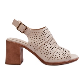 Sandali traforati su tacco alto Sergio Leone SK565 Beige chiaro