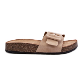 Infradito Da Donna Con Fibbia In Eco Camoscio Beige Laeltia