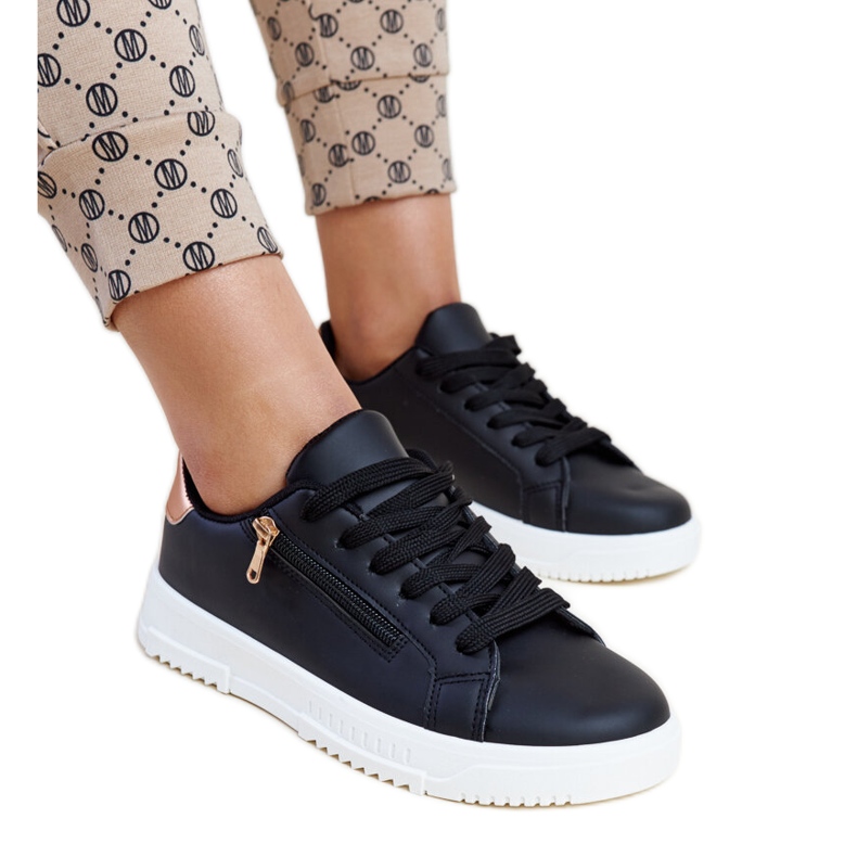 Scarpe da ginnastica nere con cerniera sul lato Shanna nero
