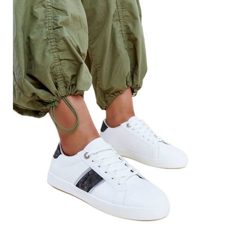 Sneaker bianche e nere con striscia Grada decorativa bianca