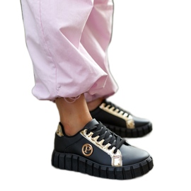 Sneaker nere e dorate con massiccia suola Bionda nero