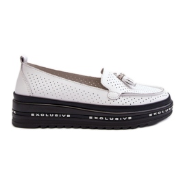 Mocassini Da Donna In Pelle Con Plateau, Colore Bianco Assetnima bianca