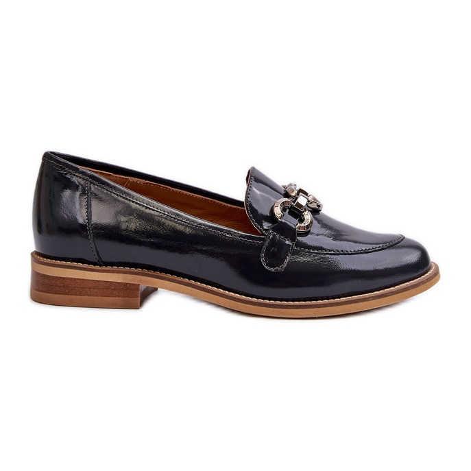 Mocassini da donna in pelle verniciata Laura Messi 2760 Blu Navy