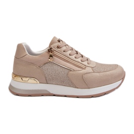 Sneakers da Donna Con Glitter e Cerniera INBLU IN000365 Beige