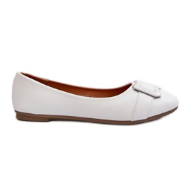 Ballerine Bianche in Ecopelle Con Cintura e Decorazione Cadwenla bianco