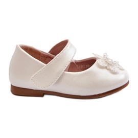 Miss Ballerine per bambini con chiusura in velcro e decorazione, bianche bianca