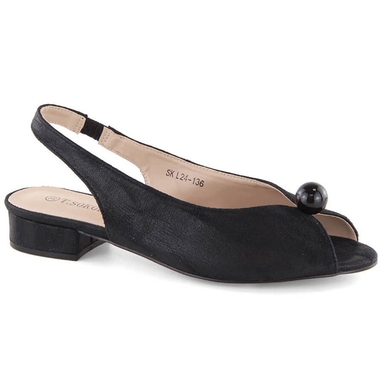 Sandali con tacco basso da donna, neri, T.Sokolski 136 nero