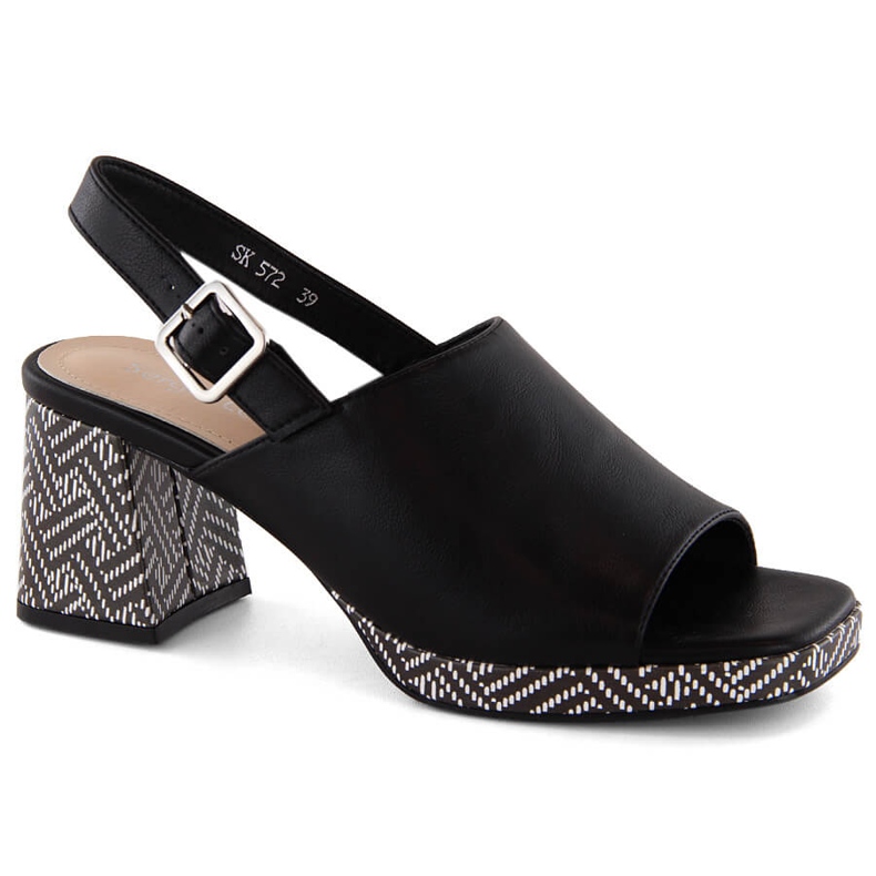 Sandali da donna con tacco decorativo, neri Sergio Leone SK572 nero