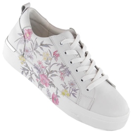 Scarpe da donna in pelle, sneakers sportive con fiori, Filippo DP6056 bianca